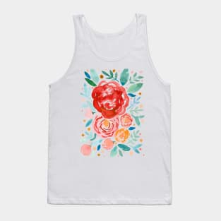 Watercolor roses bouquet - orange and green Tank Top